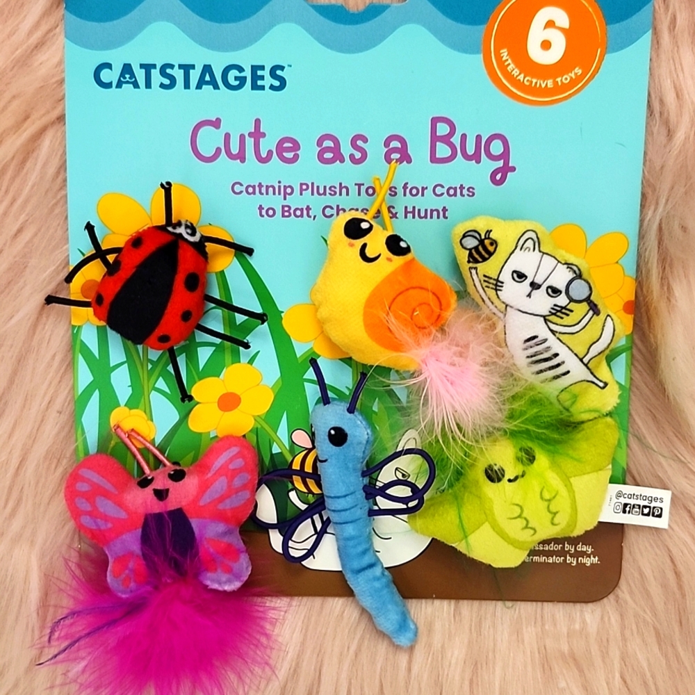 Brand New CATSTAGES "CUTE AS A BUG" CATNIP PLUSH TOYS-6CT.